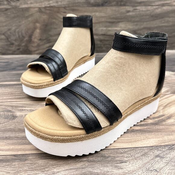 NIB Clarks Lana Glide 9M Ankle Strap Platform Comfort Sandals Black Leather - Picture 3 of 12